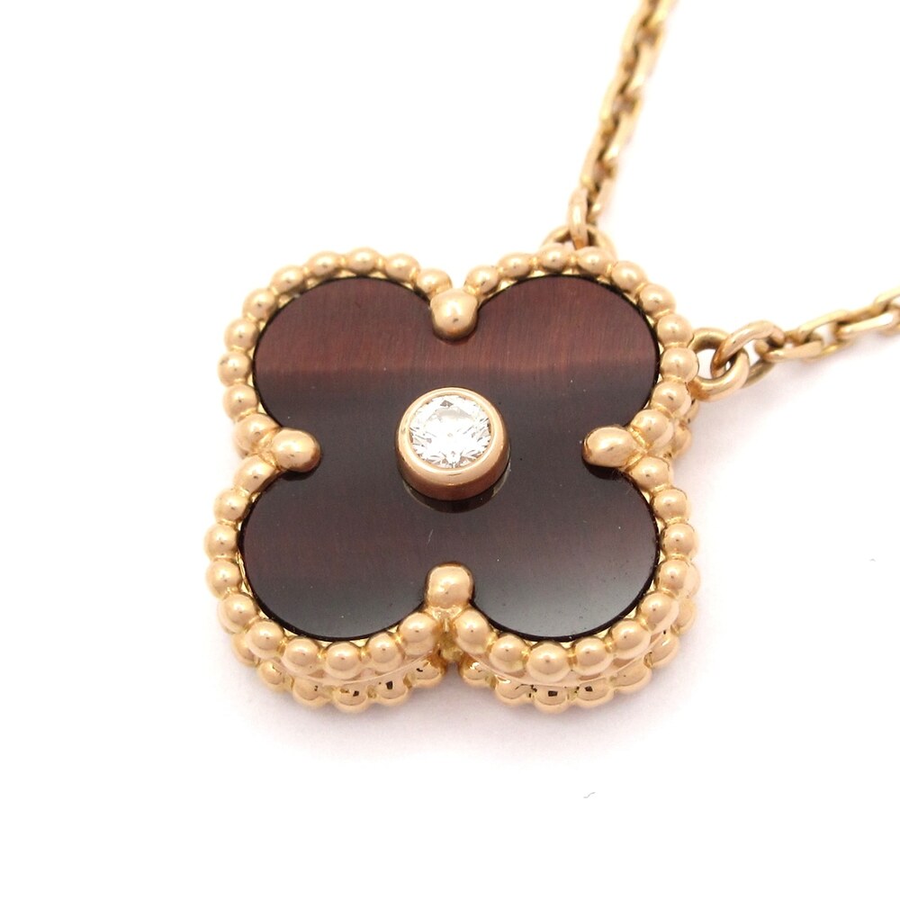 Van Cleef & Arpels Vintage Alhambra Necklace 18K Rose Gold Brown Diamond
